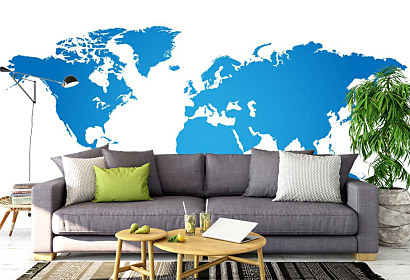 Tapeta Mapa světa modrá 1521